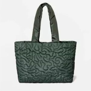 Wild Fable Green Puffy Quilted Tote Bag Purse Travel Shopping Mothers Day X-Mas